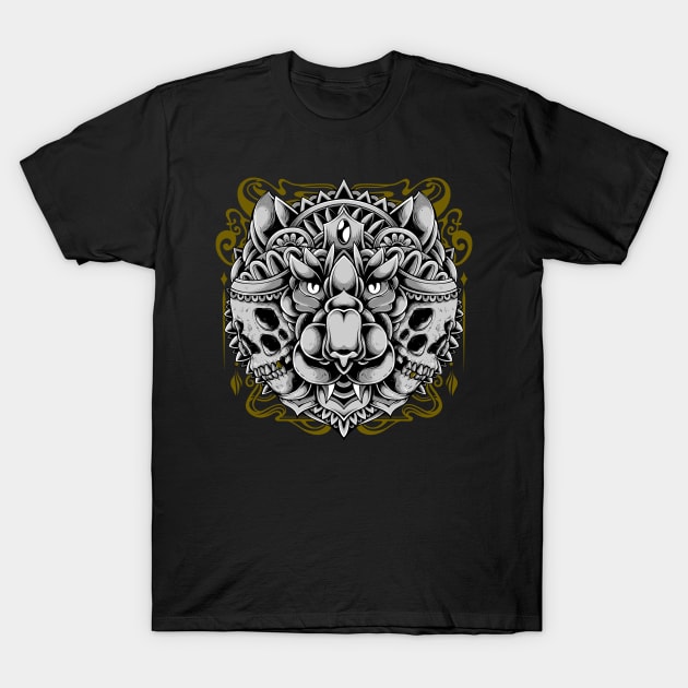 Tiger Skull T-Shirt by GODZILLARGE